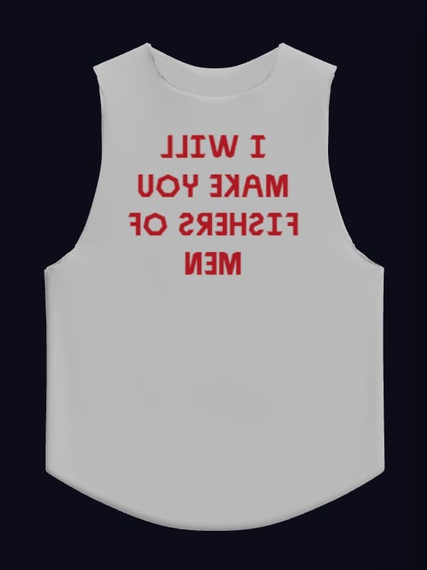 Fishers of Men Mirror Tank, white front view